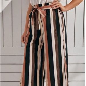 SHEIN Semi Sheer Striped Print Wide Leg Pants Size 3XL
